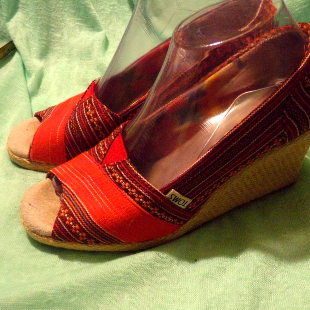 Women Toms Wedge Boho Bohemian Sandals SIZE 8